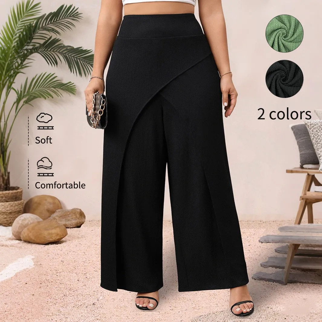 Casual Women Wide Leg Pants Black High Waist Trousers Green Cropped Loose Fit Wide Leg Pants Asymmetrical Slit Detail Pants
Casual Women Wide Leg Pants Black High Waist Trousers Green Cropped Loose Fit Wide Leg Pants Asymmetrical Slit Detail Pants
