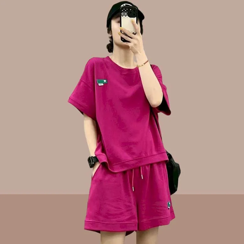 Женский комплект из футболки и шортов, повседневный Базовый комплект из 2 предметов с коротким рукавом и круглым вырезом, спортивная одежда в Корейском стиле на лето
Женский комплект из футболки и шортов, повседневный Базовый комплект из 2 предметов с коротким рукавом и круглым вырезом, спортивная одежда в Корейском стиле на лето