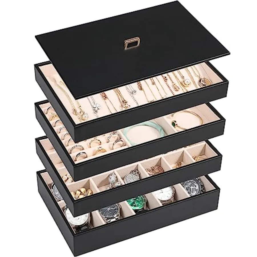 Stackable Jewelry Organizer Tray with Lid, PU Leather Jewelry Storage Holder for Drawer Inserts, Jewellery Display Box Case for
Stackable Jewelry Organizer Tray with Lid, PU Leather Jewelry Storage Holder for Drawer Inserts, Jewellery Display Box Case for
