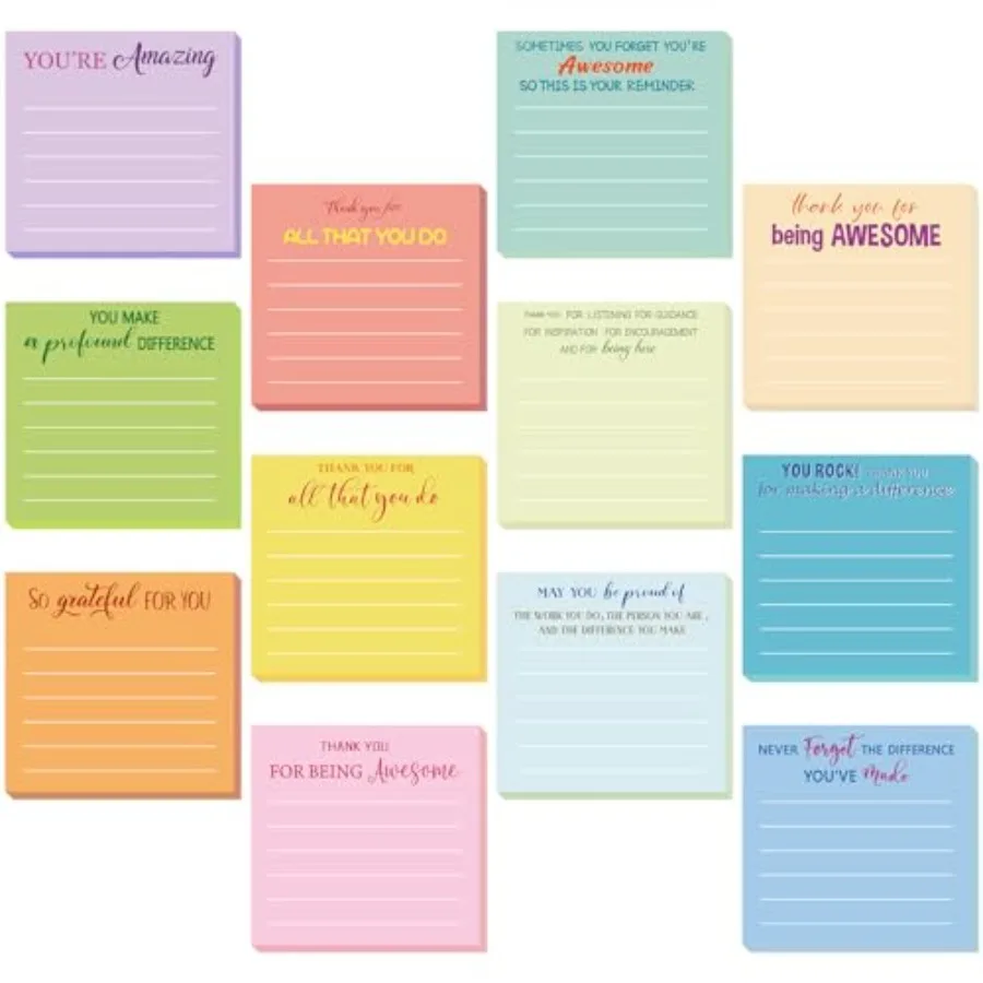 Pcs Inspirational Sticky Notes - Employee Thank You Gifts Bulk, 3x3 Mini Pocket Notepads for Teacher Office Staff End of Year M
Pcs Inspirational Sticky Notes - Employee Thank You Gifts Bulk, 3x3 Mini Pocket Notepads for Teacher Office Staff End of Year M