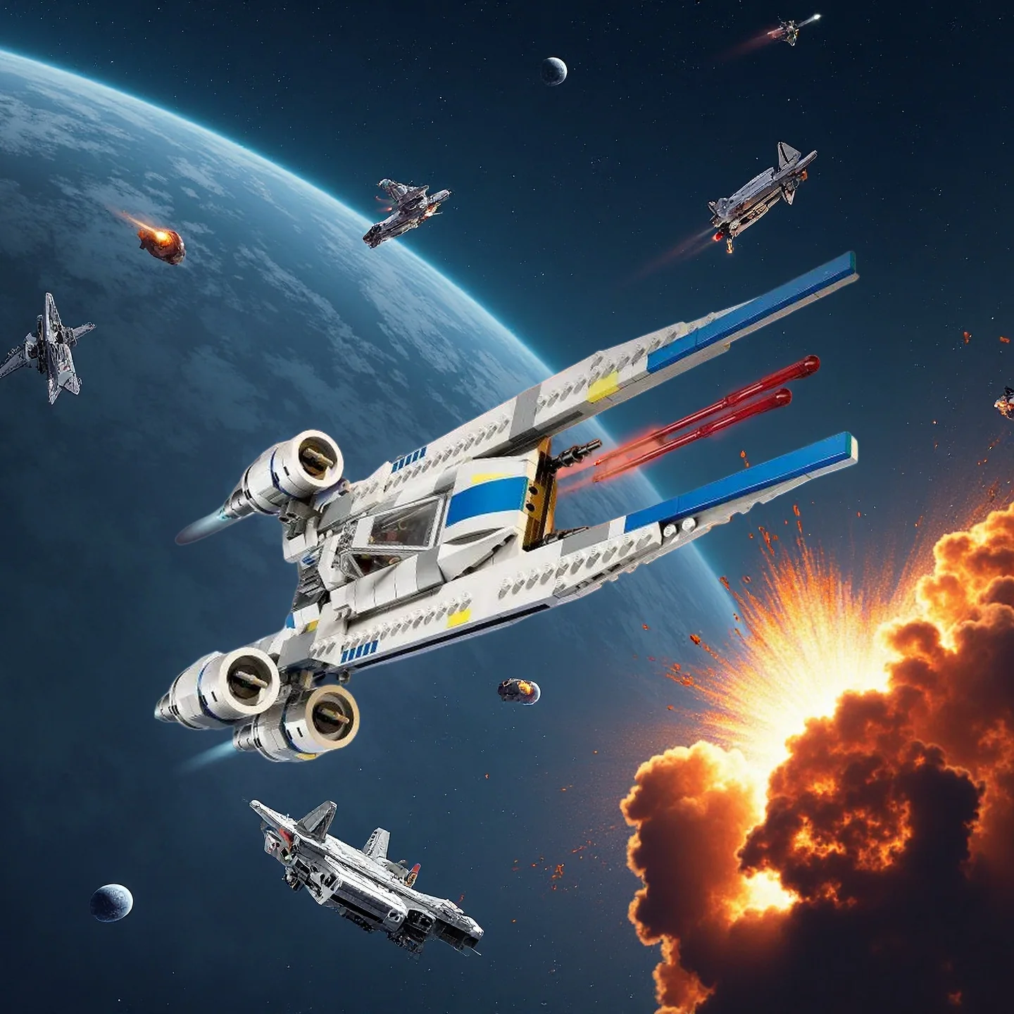 New repot 594PCS U Starfighter Building Blocks With Figures Spaceship MOC Assemble Bricks Toy Gift
New repot 594PCS U Starfighter Building Blocks With Figures Spaceship MOC Assemble Bricks Toy Gift