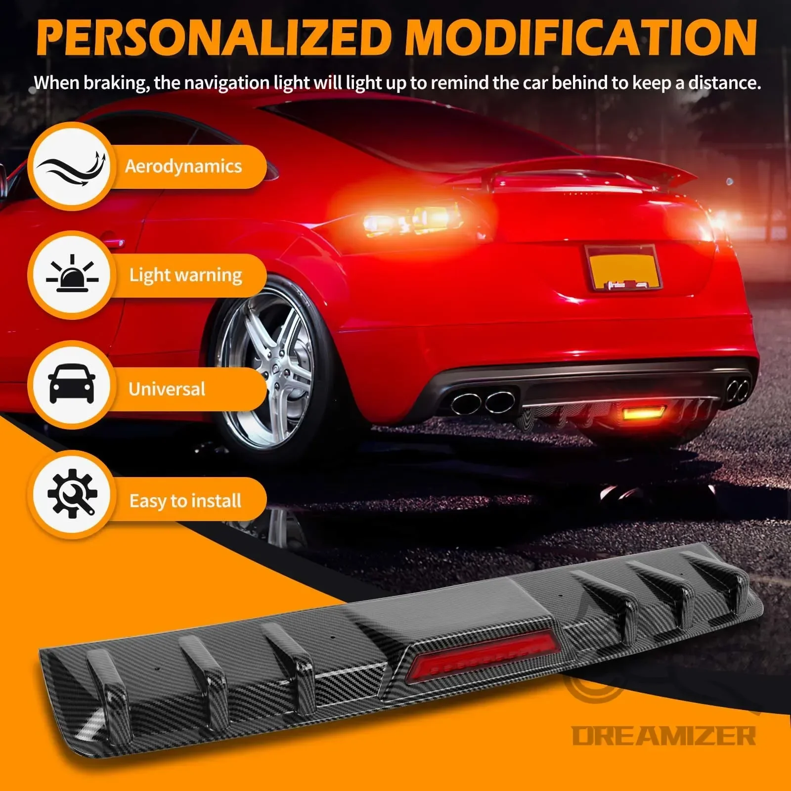 Universal Chassis Fin Style Car Rear Bumper Lip ABS Rear Shark Curved Bumper Lip WIth Light For Most Cars For Audi
Universal Chassis Fin Style Car Rear Bumper Lip ABS Rear Shark Curved Bumper Lip WIth Light For Most Cars For Audi