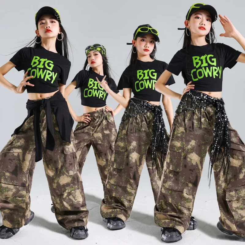 Children Black Crop Top Camouflage Trousers Dancing Show Costumes Jazz Dance Performance Outfit Girls Street Dance Suit
Children Black Crop Top Camouflage Trousers Dancing Show Costumes Jazz Dance Performance Outfit Girls Street Dance Suit
