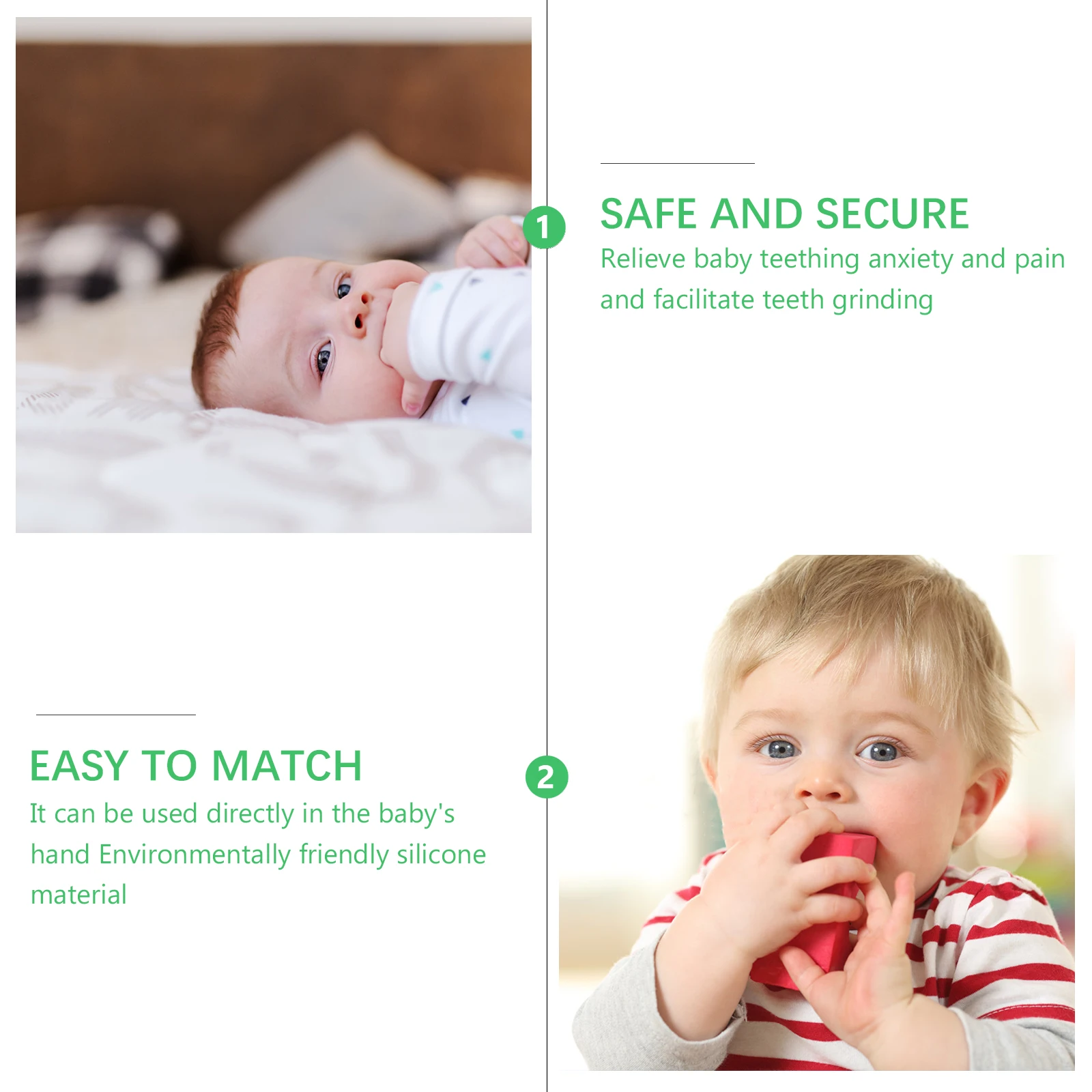 3 шт., пищевые силиконовые соломинки для прорезывания зубов для младенцев, эффективный детский прорезыватель с текстурированными поверхностями, легкая чистка
3 шт., пищевые силиконовые соломинки для прорезывания зубов для младенцев, эффективный детский прорезыватель с текстурированными поверхностями, легкая чистка