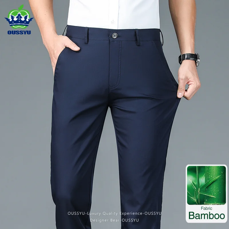 Bamboo Fiber Men's Suit Pants Solid Color Summer Thin Breathable Elastic Straight Business Office Work Suit Trousers Plus Size
Bamboo Fiber Men's Suit Pants Solid Color Summer Thin Breathable Elastic Straight Business Office Work Suit Trousers Plus Size