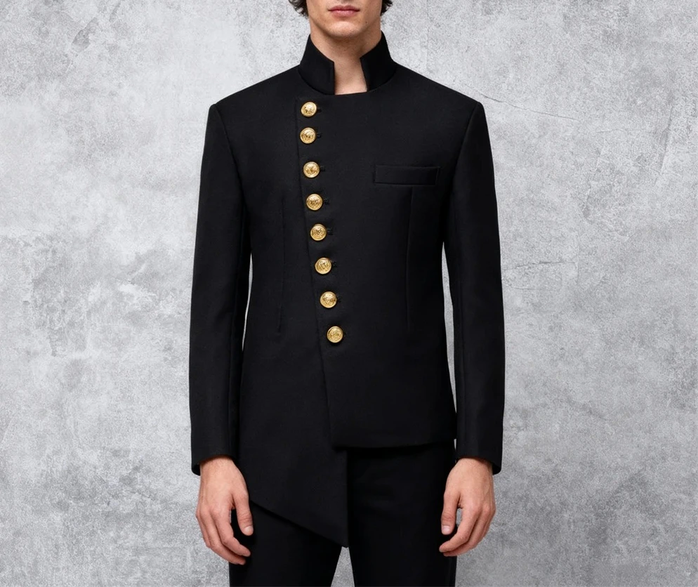 Stand Collar 2-Piece Mens Suit Africa Style Formal Suis with Gold Buttons XS-5XL Tailored Plus Size Mens Wedding Jacket Pants
Stand Collar 2-Piece Mens Suit Africa Style Formal Suis with Gold Buttons XS-5XL Tailored Plus Size Mens Wedding Jacket Pants
