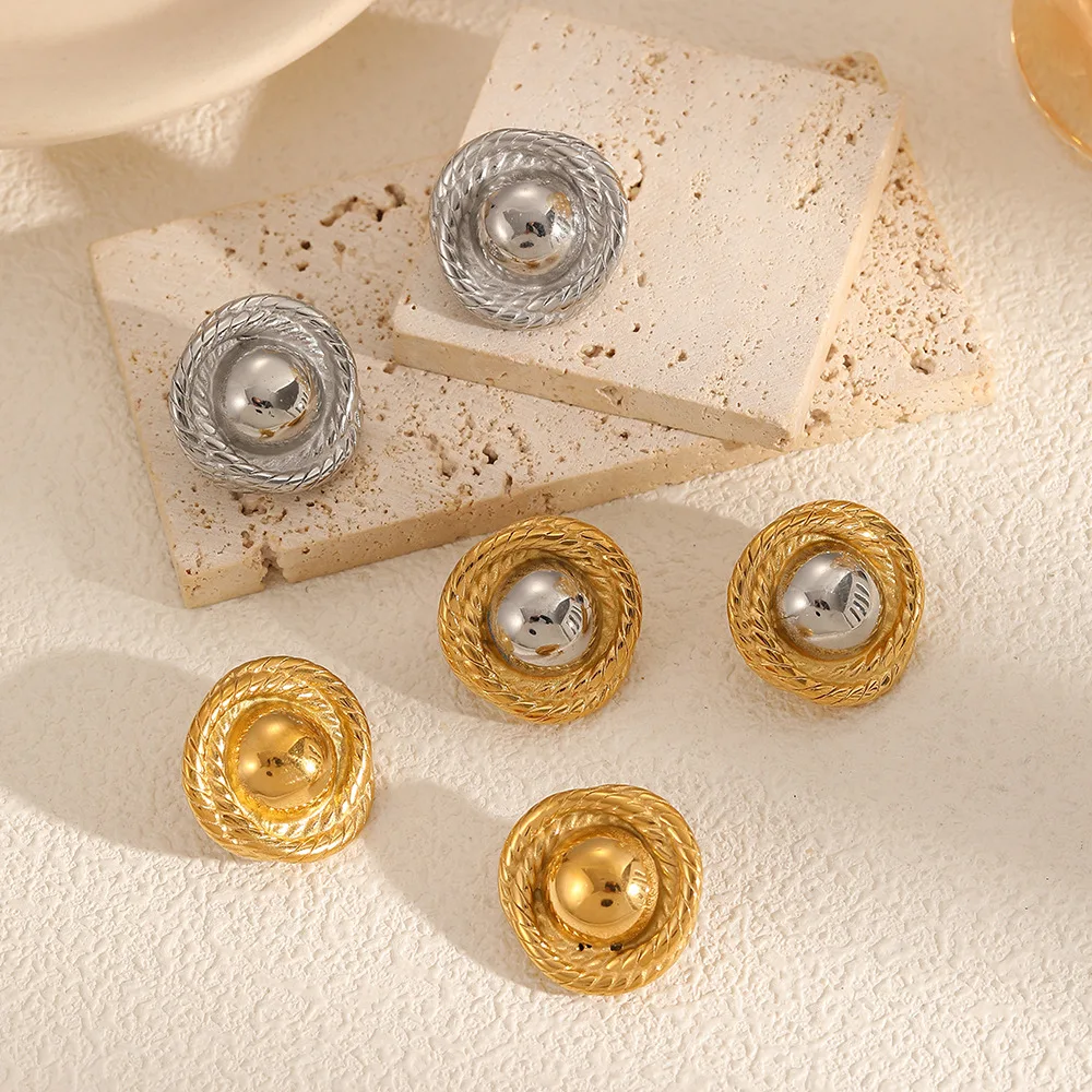 Stainless Steel Metal Round Threaded for Women Spiral Ball Stud Earrings Vintage Travel Personalization Jewelry Gifts Wholesale
Stainless Steel Metal Round Threaded for Women Spiral Ball Stud Earrings Vintage Travel Personalization Jewelry Gifts Wholesale