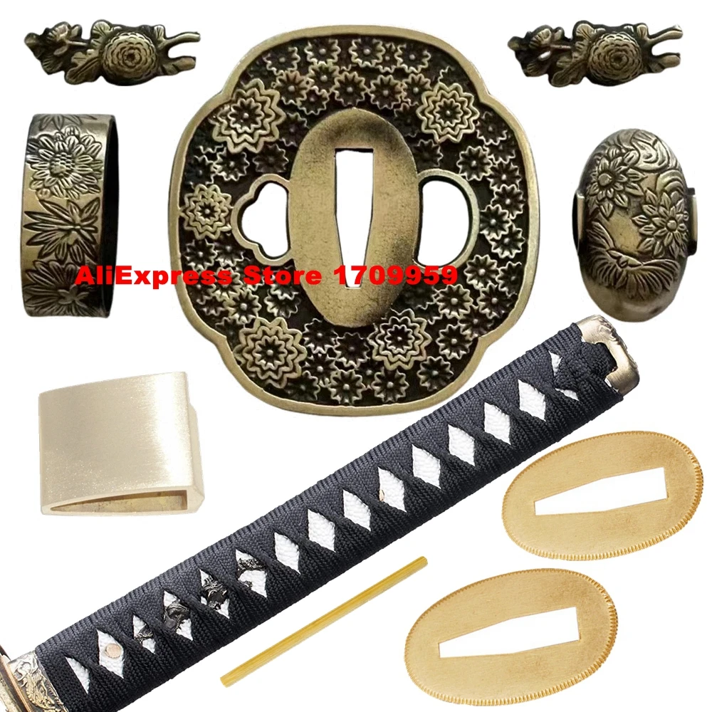 Набор из хризантемы Tsuba + менуки + фучи + КАШИРА + ручка + хабаки + сеппа для японского самурайского меча Катаны латунная Защитная фурнитура
Набор из хризантемы Tsuba + менуки + фучи + КАШИРА + ручка + хабаки + сеппа для японского самурайского меча Катаны латунная Защитная фурнитура