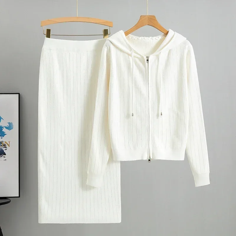 Winter Knitted Skirts Sets Women Hooded Zipper Long Sleeve Coat Suit Autumn 2024 New Fashion Female Straight Skirts Two-piece
Winter Knitted Skirts Sets Women Hooded Zipper Long Sleeve Coat Suit Autumn 2024 New Fashion Female Straight Skirts Two-piece