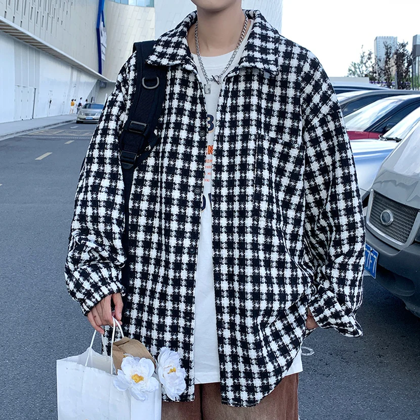 Trendy Plaid Casual Loose Men's Jaet Autumn Faion Outerwear Youth Sle Decorative Button Iron Free Fabric Treaent
Trendy Plaid Casual Loose Men's Jaet Autumn Faion Outerwear Youth Sle Decorative Button Iron Free Fabric Treaent