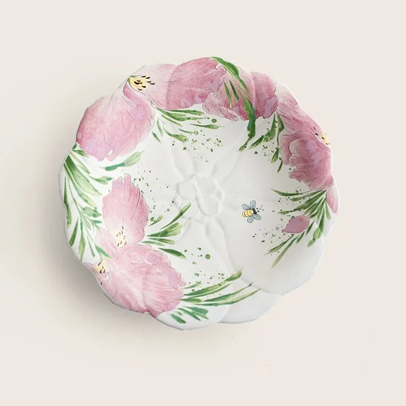 Raw ore white mud iris ceramic pot bearing, high-value household tea set, fruit snack plate
Raw ore white mud iris ceramic pot bearing, high-value household tea set, fruit snack plate