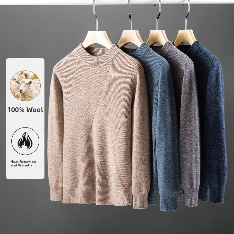 Men's Knitted Wool Sweater Half High Collar Long Sleeve Warm Casual Fashion Autumn Winter Simple Quality 100% Pure Wool Top
Men's Knitted Wool Sweater Half High Collar Long Sleeve Warm Casual Fashion Autumn Winter Simple Quality 100% Pure Wool Top