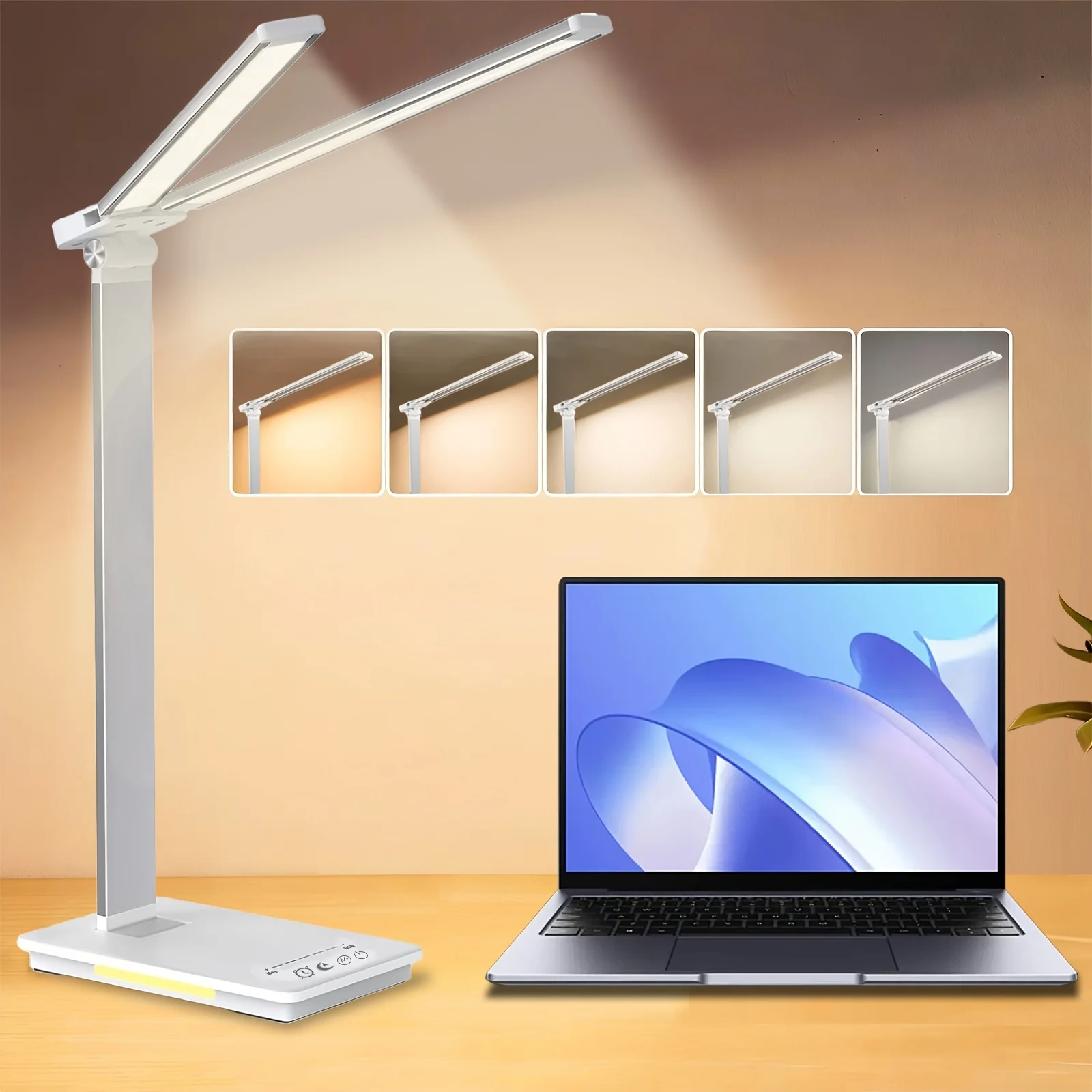 Dimmable LED Desk Lamp Double-Head Desk Light with USB Charging, Touch Control, Eye Protect Table Lamp for Home, Office, Reading
Dimmable LED Desk Lamp Double-Head Desk Light with USB Charging, Touch Control, Eye Protect Table Lamp for Home, Office, Reading