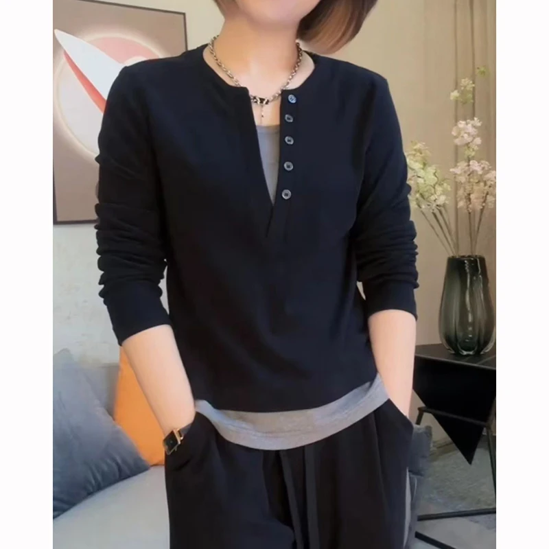 Лидер продаж, женские футболки, свободные футболки для девочек, корейская лоскутная одежда с длинными рукавами, женские классические топы для отдыха в стиле ретро
Лидер продаж, женские футболки, свободные футболки для девочек, корейская лоскутная одежда с длинными рукавами, женские классические топы для отдыха в стиле ретро