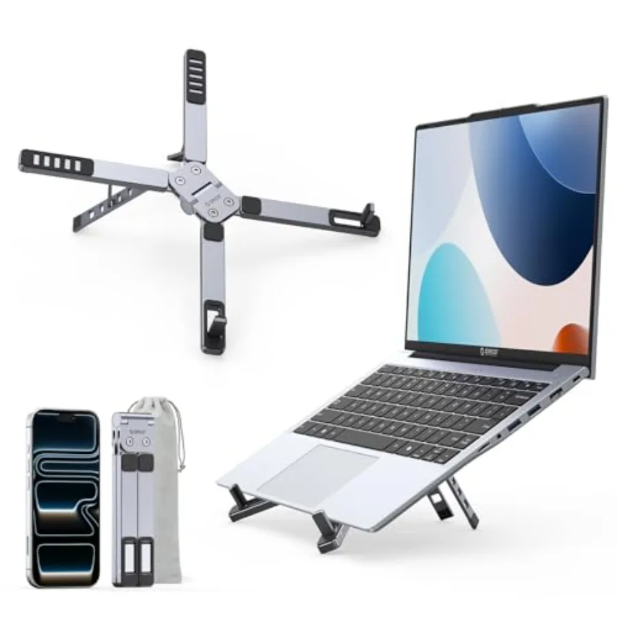Portable Laptop Stand for Travel Desk Ultra-Compact Foldable Aluminum 3-in-1 Riser for Laptop Tablet Phone 5 Adjustable Heights
Portable Laptop Stand for Travel Desk Ultra-Compact Foldable Aluminum 3-in-1 Riser for Laptop Tablet Phone 5 Adjustable Heights