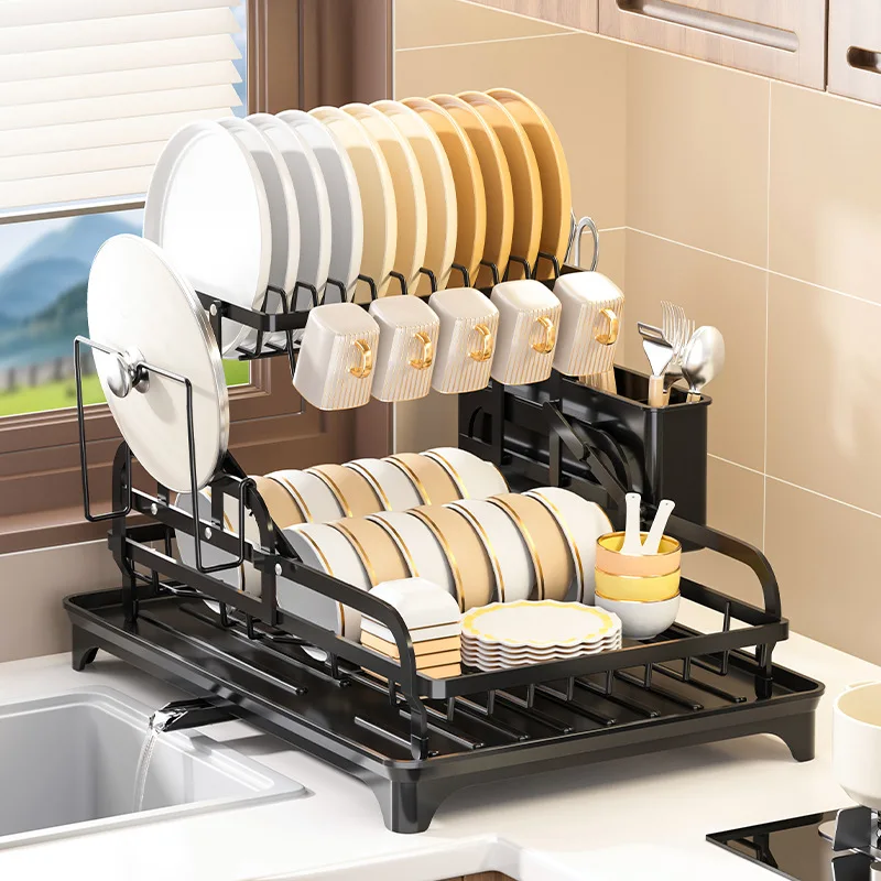 Dish Drying Rack 2 Tier Large Capacity Multifunctional Kitchen Storage Rack With Drain Tray Utensil Knife Chopsticks Holder
Dish Drying Rack 2 Tier Large Capacity Multifunctional Kitchen Storage Rack With Drain Tray Utensil Knife Chopsticks Holder