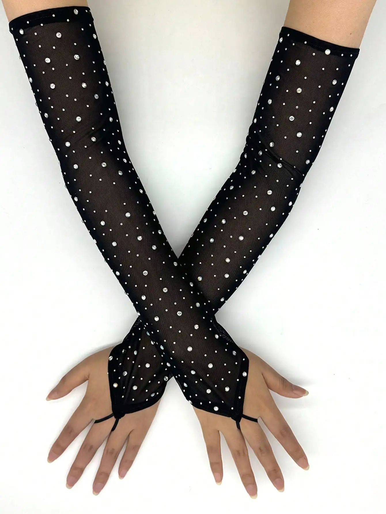 1 Pair Women's Arm Sleeves, Fashion Rhinestone Mesh Rave Retro Sheer Black Elastic Rhinestone Gloves, Rave Outfit Accessories, Shiny Rhinestone Performance Gloves, Summer UV Protection Mesh Arm Sleeves,Festival,Party
1 Pair Women's Arm Sleeves, Fashion Rhinestone Mesh Rave Retro Sheer Black Elastic Rhinestone Gloves, Rave Outfit Accessories, Shiny Rhinestone Performance Gloves, Summer UV Protection Mesh Arm Sleeves,Festival,Party
