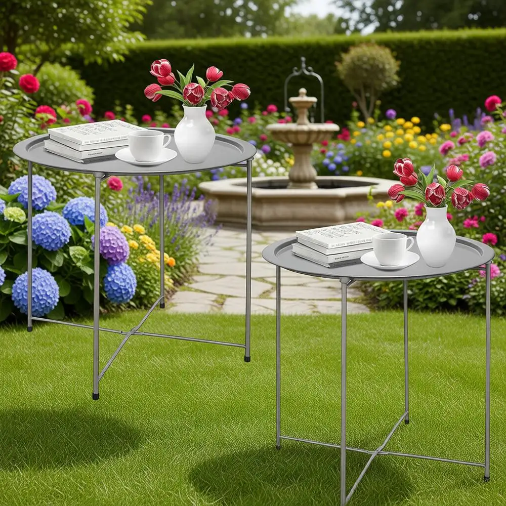 Metal Side Table 2PC Grey Round End Table Cyan Small Accent Table, Round End Table Tray, Next to Sofa Table, Snack Table or Livi
Metal Side Table 2PC Grey Round End Table Cyan Small Accent Table, Round End Table Tray, Next to Sofa Table, Snack Table or Livi