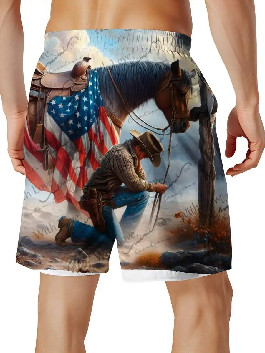 Mens Western Cowboy Horse American Flag Print Quick Dry Beach Swim Trunks
Mens Western Cowboy Horse American Flag Print Quick Dry Beach Swim Trunks