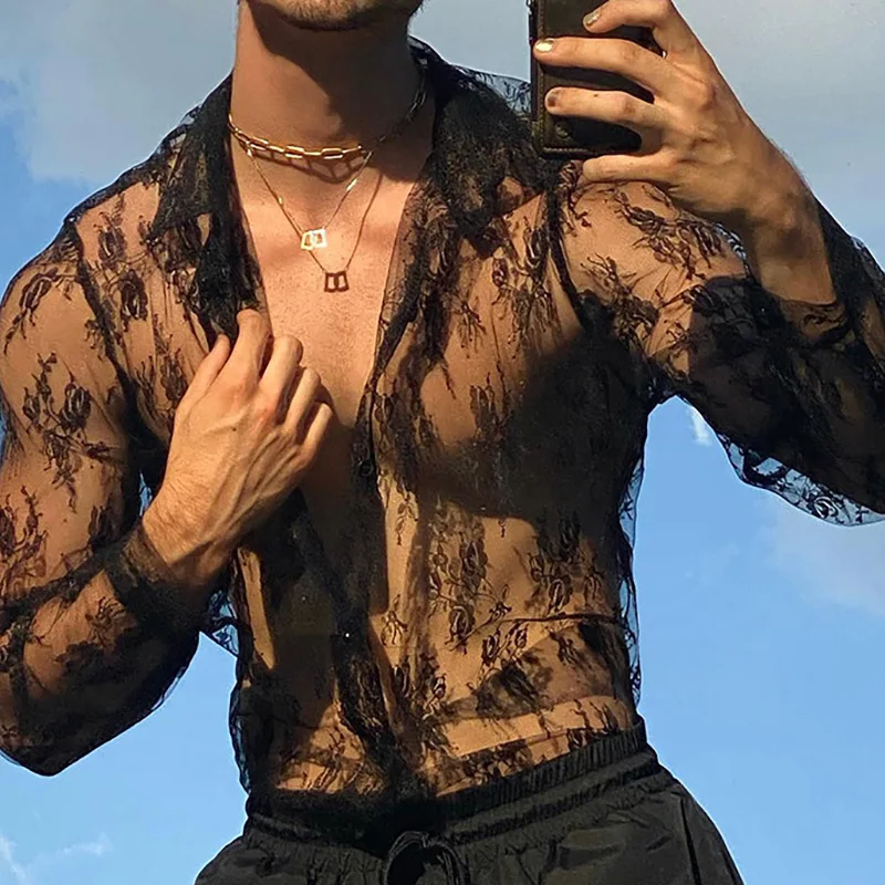 2024 Spring Summer See Through Black Men Top Streetwear Male Casual Loose Solid Shirt Turn-Down Collar Long Sleeve Tees Clothes
2024 Spring Summer See Through Black Men Top Streetwear Male Casual Loose Solid Shirt Turn-Down Collar Long Sleeve Tees Clothes