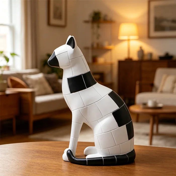 Striped Color Block Sitting Cat Statue Resin Figurine Home Decor Living Room Entryway Gift
Striped Color Block Sitting Cat Statue Resin Figurine Home Decor Living Room Entryway Gift