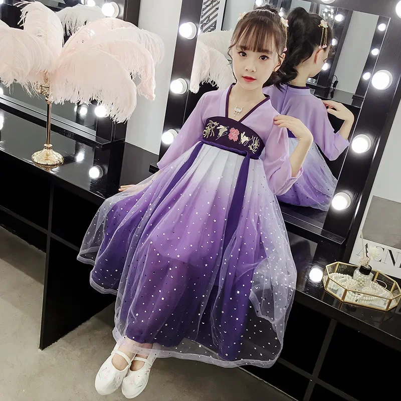 Водные платья Hanfu для девочек, костюм в старинном стиле, одежда в китайском стиле, сказочное детское звездное небо, Детские повседневные фиолетовые Новые
Водные платья Hanfu для девочек, костюм в старинном стиле, одежда в китайском стиле, сказочное детское звездное небо, Детские повседневные фиолетовые Новые