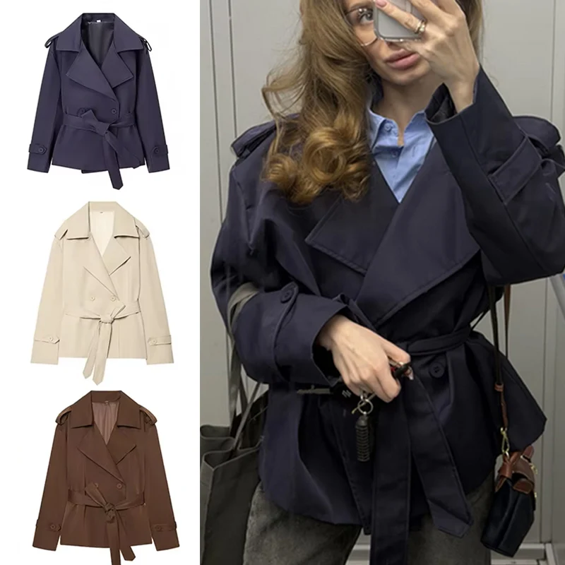 Women's Jacket 2026 New Fashion Solid Color Belted Loose Short Jacket for Women Autumn Ladies Outerwear Casaul Women Jacket
Women's Jacket 2026 New Fashion Solid Color Belted Loose Short Jacket for Women Autumn Ladies Outerwear Casaul Women Jacket