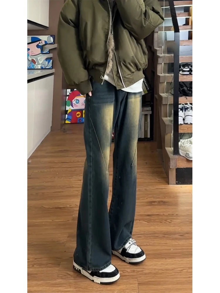 New 2025 Men's Slim Fit High Street Denim Jeans Micro Flare Pants Student Wear Resistant High Waist Straight Leg
New 2025 Men's Slim Fit High Street Denim Jeans Micro Flare Pants Student Wear Resistant High Waist Straight Leg