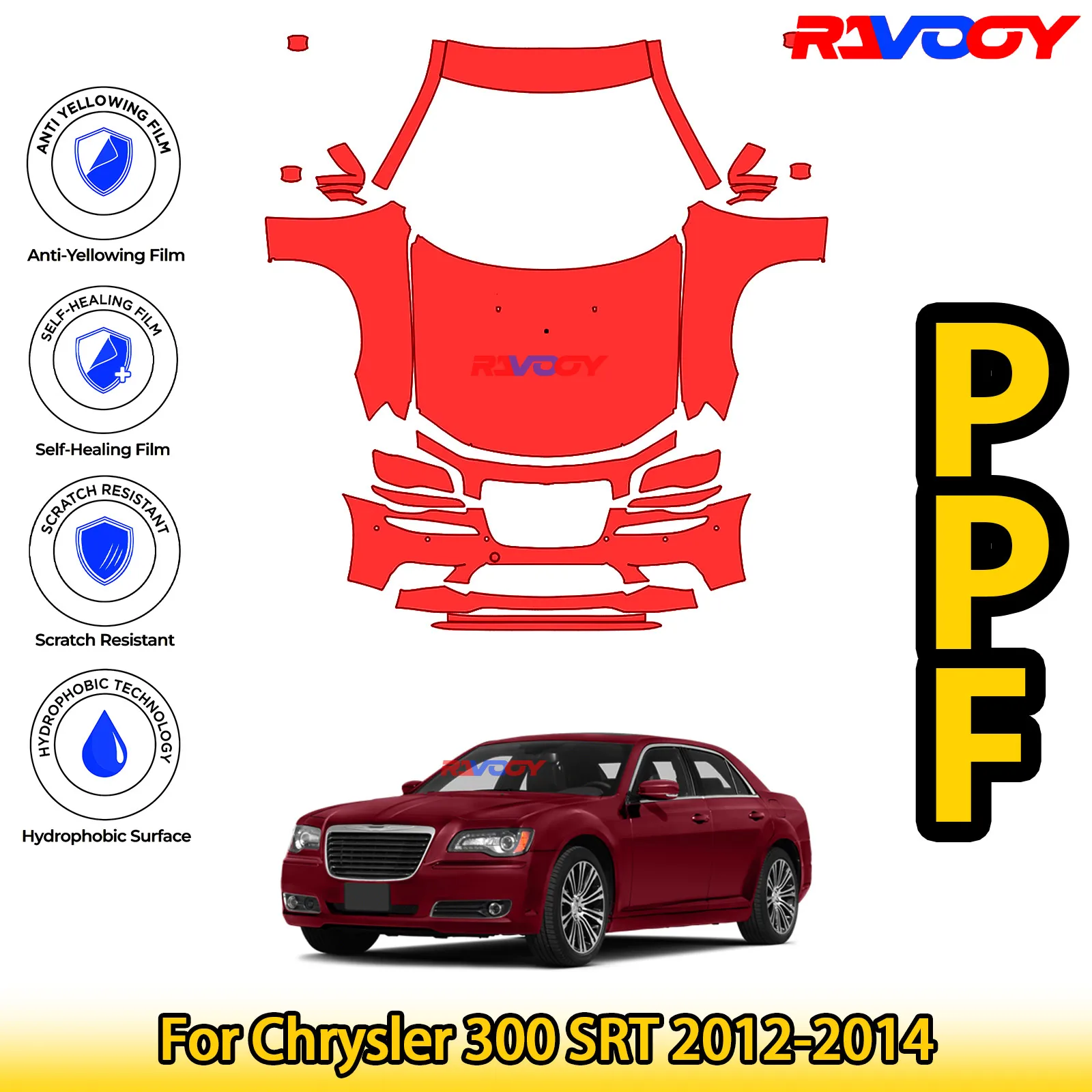 Для Chrysler 300 SRT 2012-2014 глянцевая матовая черная предварительно вырезанная передняя защитная пленка PPF Kit
Для Chrysler 300 SRT 2012-2014 глянцевая матовая черная предварительно вырезанная передняя защитная пленка PPF Kit