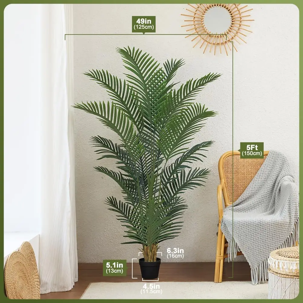 Artificial Palm Tree, 5FT Tall Fake Palm Trees with UV Resistant Leaves, Potted Faux Areca Palm Plant for Indoor Outdoor
Artificial Palm Tree, 5FT Tall Fake Palm Trees with UV Resistant Leaves, Potted Faux Areca Palm Plant for Indoor Outdoor