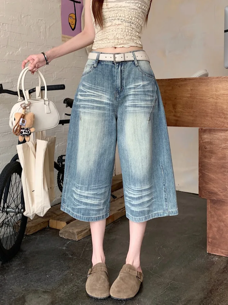 Retro American Blue Washed Denim Jeans Women's Summer Slimming Wide Leg Pants High Waist Seven-Foot Casual Style Jeans
Retro American Blue Washed Denim Jeans Women's Summer Slimming Wide Leg Pants High Waist Seven-Foot Casual Style Jeans