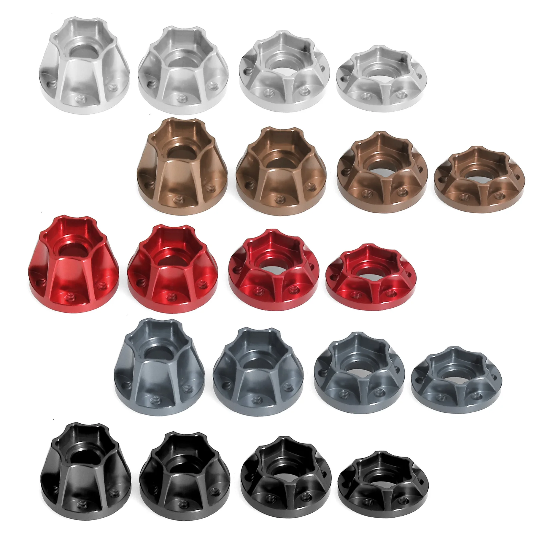 4PCS Wheel Hex Hubs Extension Combiner Set 6/9/12/15mm for 1.9' Or 2.2' Inch CC01 D90 Axial SCX10 Traxxas TRX4 Vehicle Models
4PCS Wheel Hex Hubs Extension Combiner Set 6/9/12/15mm for 1.9' Or 2.2' Inch CC01 D90 Axial SCX10 Traxxas TRX4 Vehicle Models