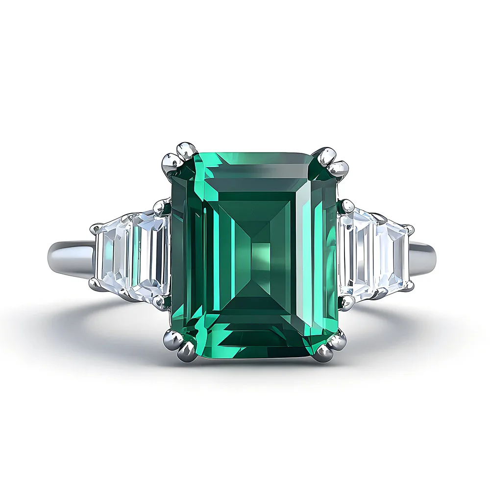 New 925 silver-set rectangular 8x10MM synthetic emerald ring, luxurious and exquisite women's ring
New 925 silver-set rectangular 8x10MM synthetic emerald ring, luxurious and exquisite women's ring