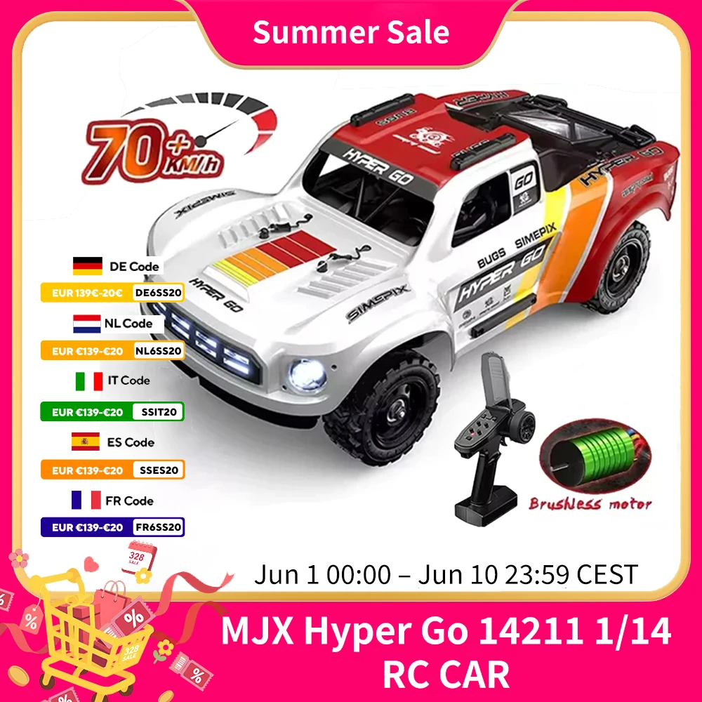 MJX HYPER GO 14211 Racing Car 1/14 Short Truck 45A ESC Brushless Motor 47 KM/H Large Foot 4WD RC Car Remote Control Car Toy MJX
MJX HYPER GO 14211 Racing Car 1/14 Short Truck 45A ESC Brushless Motor 47 KM/H Large Foot 4WD RC Car Remote Control Car Toy MJX