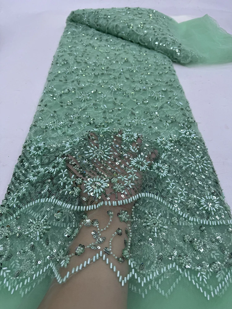 Green African Luxury Beaded Tulle Lace Fabric 2024 Nigerian Handmade Heavy Sequins Fabric for Bridal Wedding Dress Party Sewing
Green African Luxury Beaded Tulle Lace Fabric 2024 Nigerian Handmade Heavy Sequins Fabric for Bridal Wedding Dress Party Sewing