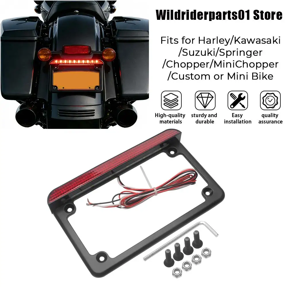 6" LED Motorcycle Motorbike License Plate Frame Mount Bracket With LED Brake Light Part For Honda Harley Suzuki Yamaha Kawasaki
6" LED Motorcycle Motorbike License Plate Frame Mount Bracket With LED Brake Light Part For Honda Harley Suzuki Yamaha Kawasaki