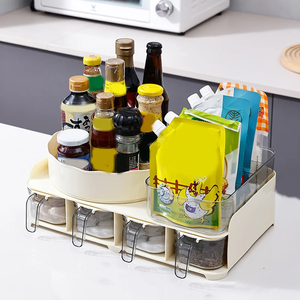 Plastic Countertop Spice Jar and Rack Set Large Capacity Space Saving Countertop Seasoning Box Rotatable Detachable
Plastic Countertop Spice Jar and Rack Set Large Capacity Space Saving Countertop Seasoning Box Rotatable Detachable