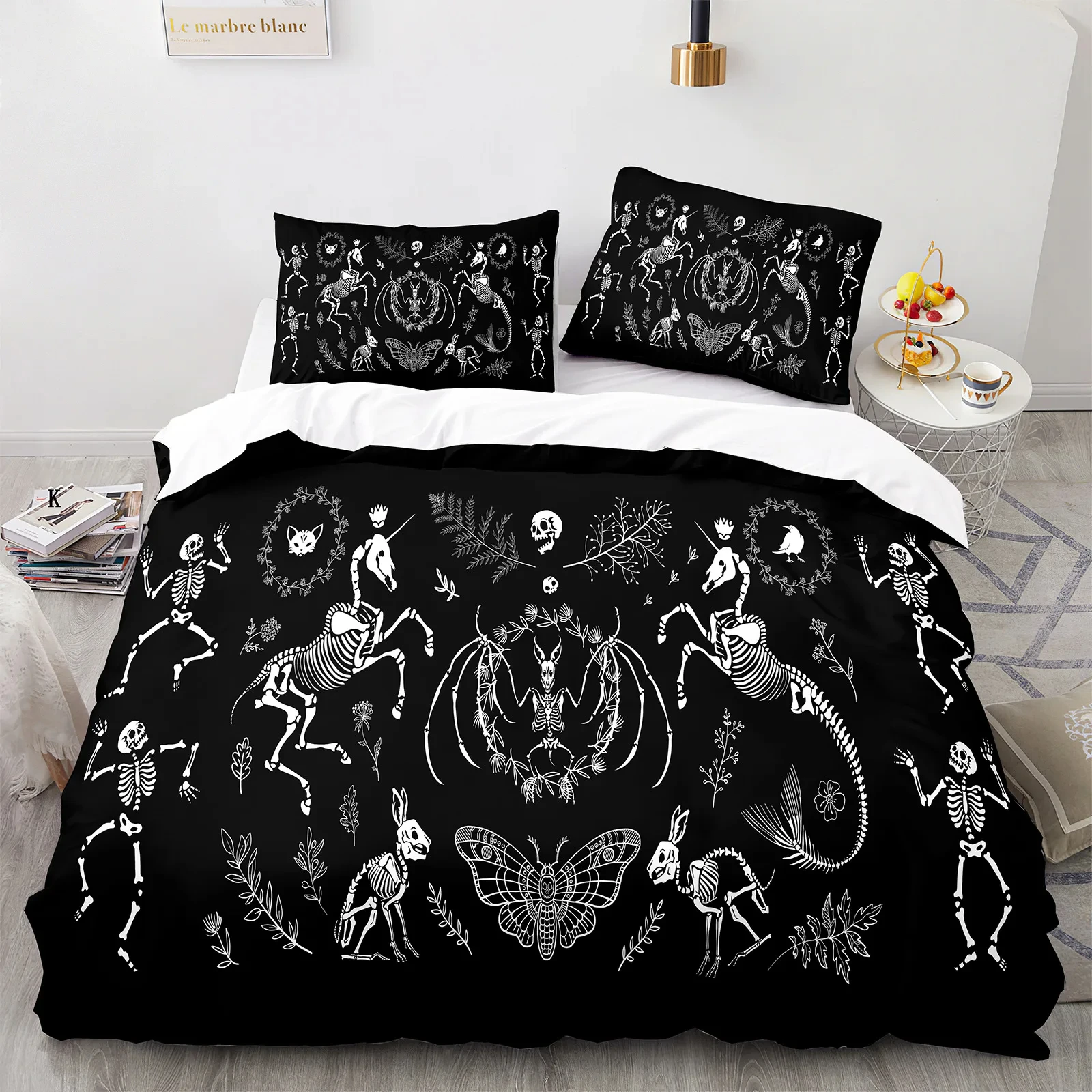 Death Moth Duvet Cover Set Queen Size Gothic Skull Boho Comforter Cover Black and White Skeleton Decorative Soft Bedding Set
Death Moth Duvet Cover Set Queen Size Gothic Skull Boho Comforter Cover Black and White Skeleton Decorative Soft Bedding Set