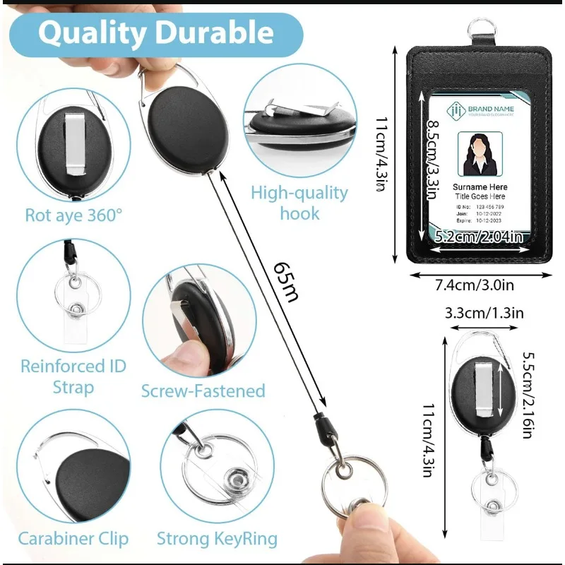 PU Leather Retractable Key Chain Card Case Black Wallet Name Card Badge Badge Holder ID Card Holder Badge Holder
PU Leather Retractable Key Chain Card Case Black Wallet Name Card Badge Badge Holder ID Card Holder Badge Holder