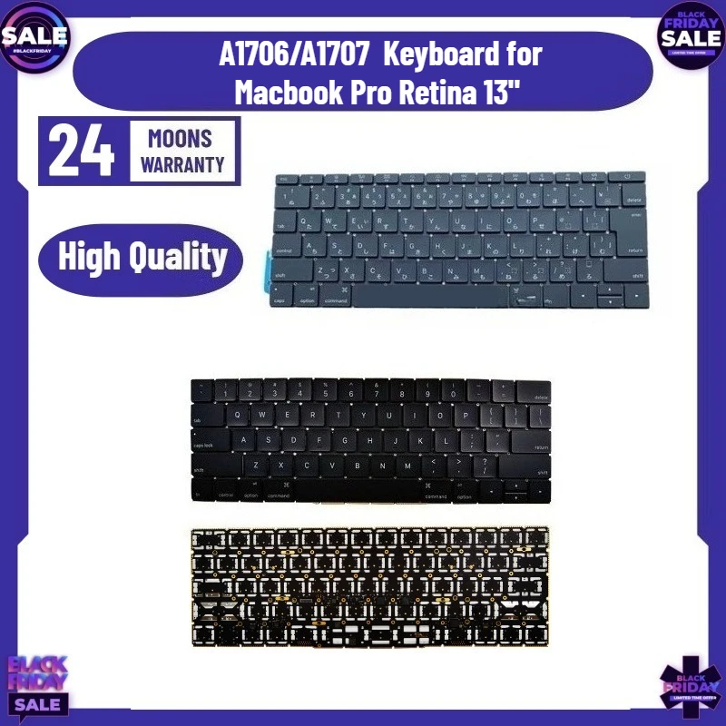 New Laptop A1706/A1707 Keyboard for Macbook Pro Retina 13" A1706 Keyboard US USA English Japanese 2016 2017 Year
New Laptop A1706/A1707 Keyboard for Macbook Pro Retina 13" A1706 Keyboard US USA English Japanese 2016 2017 Year