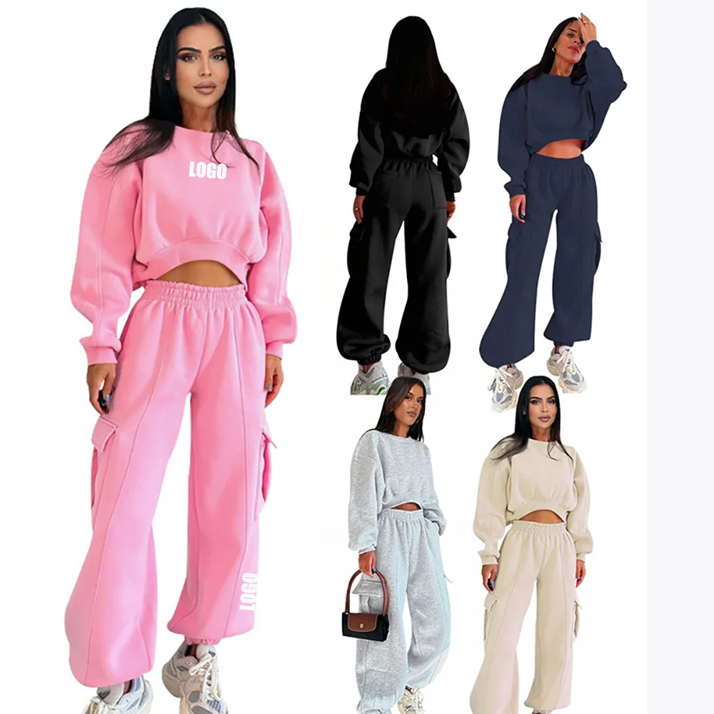 Custom LOGO women's clothing autumn new velvet round neck high waist sweater pocket loose sweatpants set
Custom LOGO women's clothing autumn new velvet round neck high waist sweater pocket loose sweatpants set