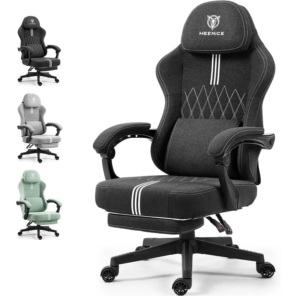 Gaming chair with fabric, big and tall design for adults, pocket spring cushion, massage lumbar support, adjustable high back
Gaming chair with fabric, big and tall design for adults, pocket spring cushion, massage lumbar support, adjustable high back