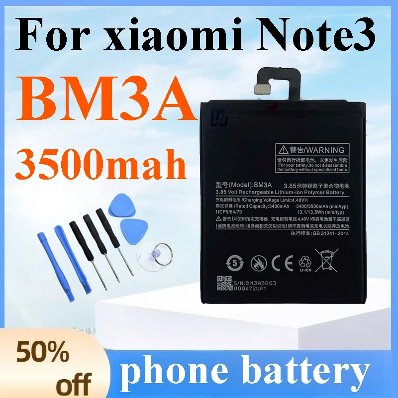 High Capacity BM3A 3500mAh Mobile Phone Battery for Xiaomi Note 3 Replacement High-Quality Persistent Standby
High Capacity BM3A 3500mAh Mobile Phone Battery for Xiaomi Note 3 Replacement High-Quality Persistent Standby