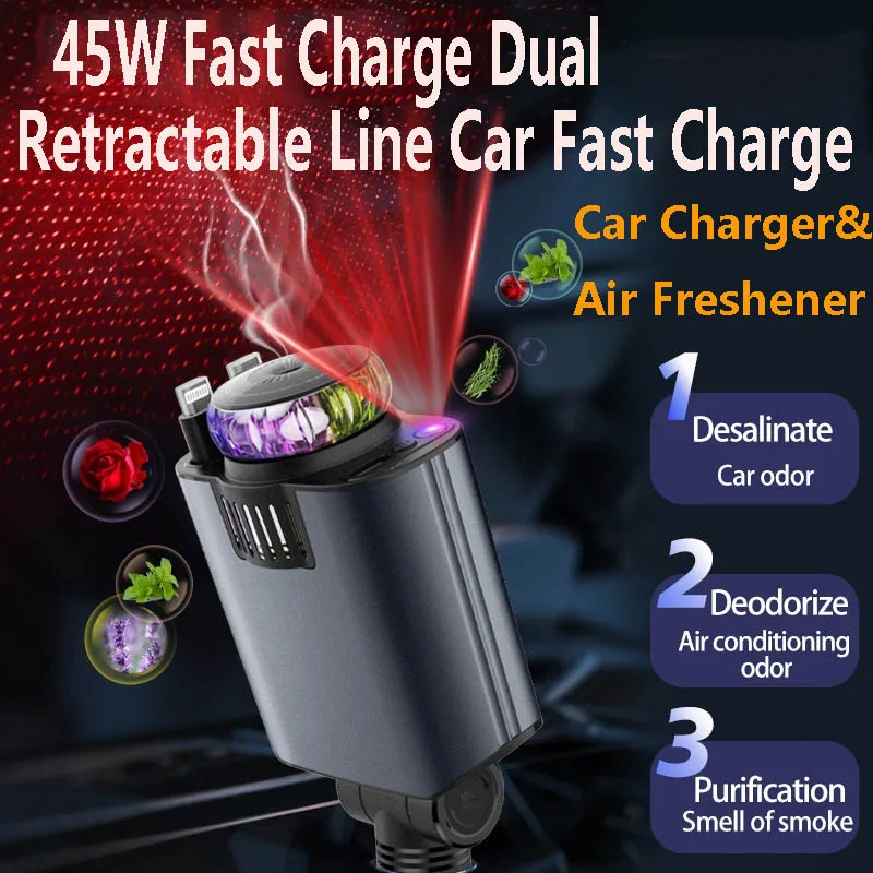 5 in 1 Starlight Car Charger With Retractable Cable& Air Freshner For iPhone And Type C PD Car Phone Faster Charger 2025
5 in 1 Starlight Car Charger With Retractable Cable& Air Freshner For iPhone And Type C PD Car Phone Faster Charger 2025