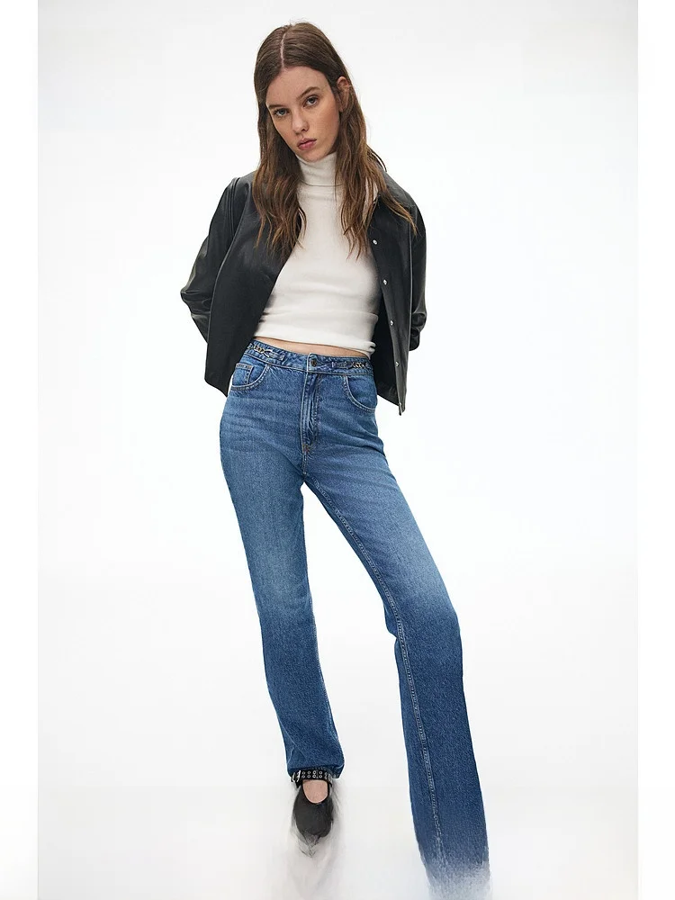 H&M High Waist Straight Leg Casual Fashionable Jeans Women's Summer Premium Denim Cotton 100% Long Pants
H&M High Waist Straight Leg Casual Fashionable Jeans Women's Summer Premium Denim Cotton 100% Long Pants