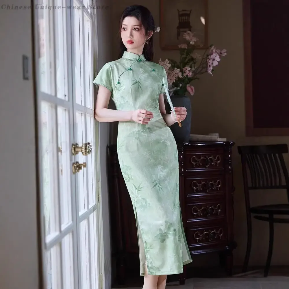 Women's Chinese Traditional Dress Summer New Cheongsams Elegant Satin Qipao Improved Vestidos Plus Size 3XL Evening Party Gown
Women's Chinese Traditional Dress Summer New Cheongsams Elegant Satin Qipao Improved Vestidos Plus Size 3XL Evening Party Gown