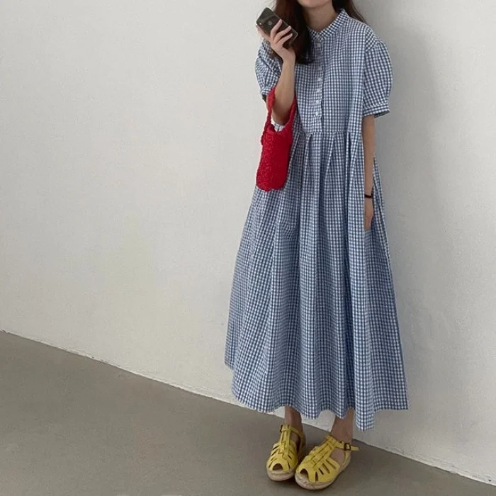 Retro Simple Blue Plaid Loose Dress Korean Style Spring Autumn Winter Women's Fashion Casual Dress School Street Style
Retro Simple Blue Plaid Loose Dress Korean Style Spring Autumn Winter Women's Fashion Casual Dress School Street Style