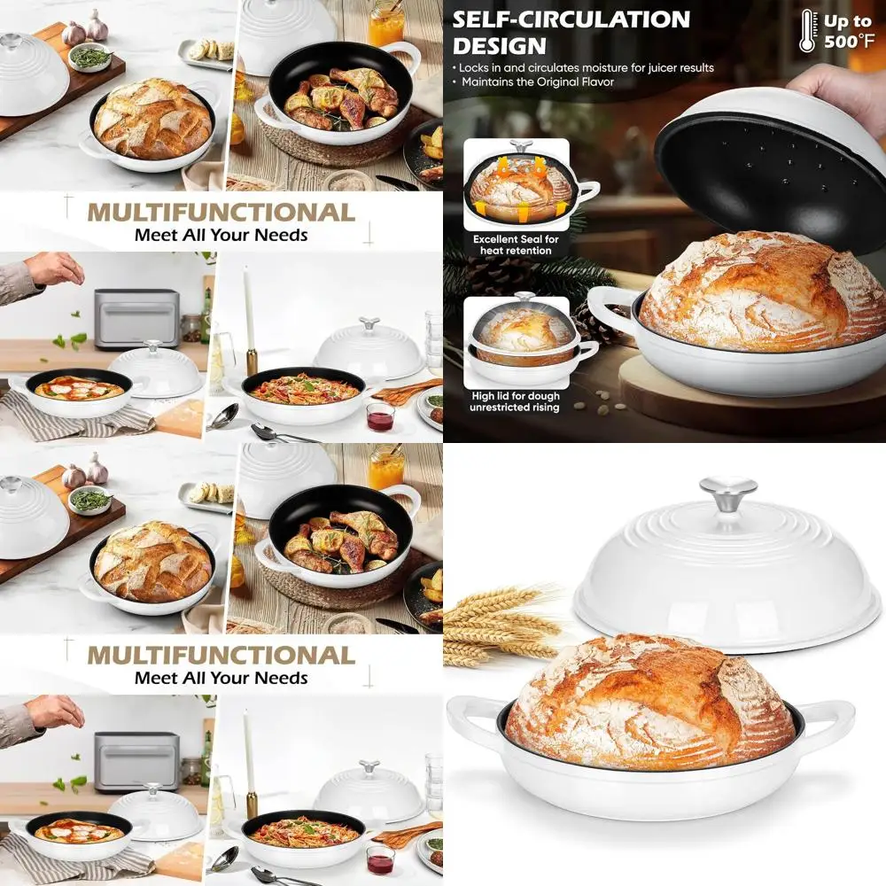 Enameled Cast Iron Dutch Oven, 5.5 QT, Heavy-Duty Handles, Non-Stick, Oven-Safe for Sourdough Baking, White
Enameled Cast Iron Dutch Oven, 5.5 QT, Heavy-Duty Handles, Non-Stick, Oven-Safe for Sourdough Baking, White