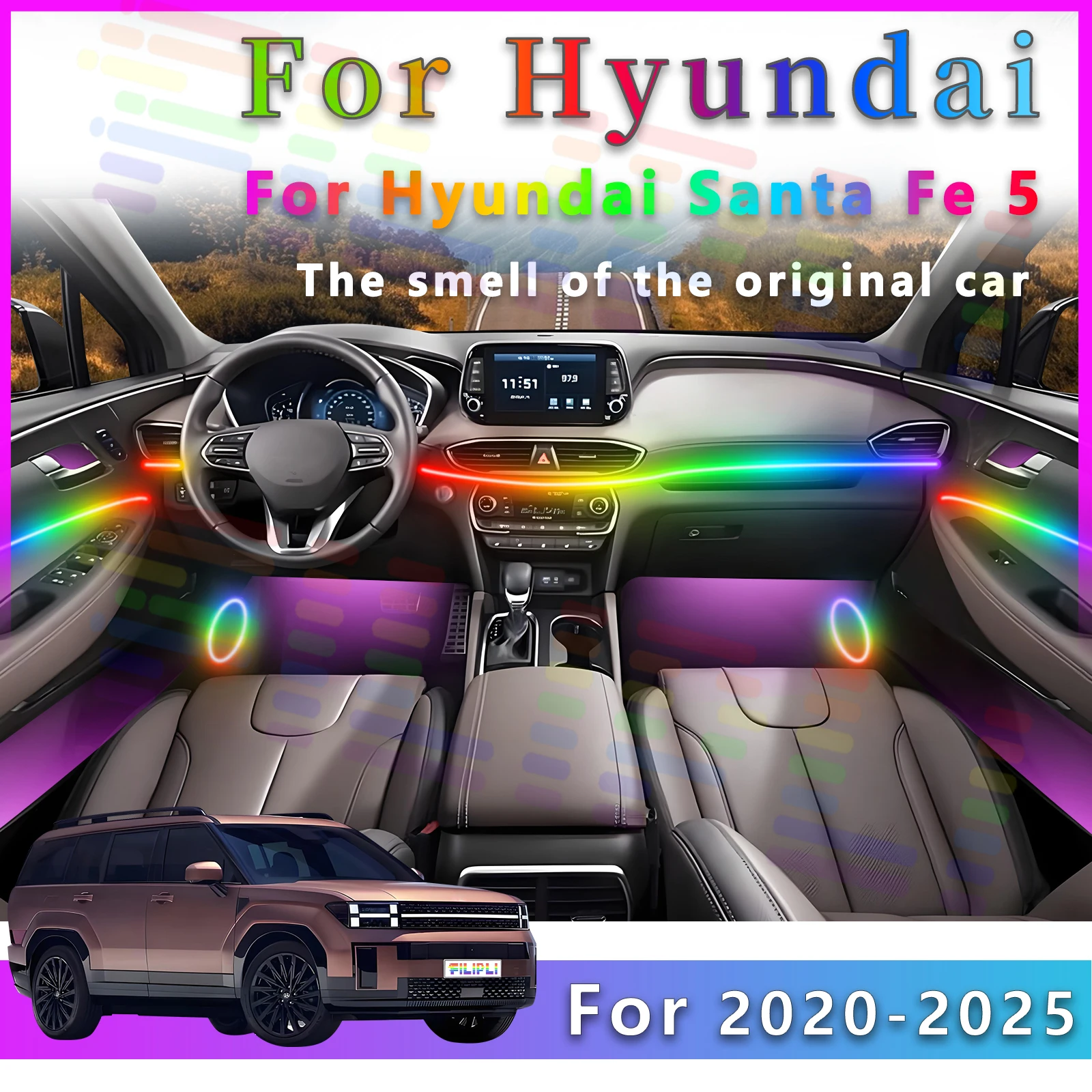 FILIPLI для Hyundai Santa Fe 5 2020-2025 интерьерная светодиодная лента RGB Symphony с настраиваемым изменением цвета
FILIPLI для Hyundai Santa Fe 5 2020-2025 интерьерная светодиодная лента RGB Symphony с настраиваемым изменением цвета