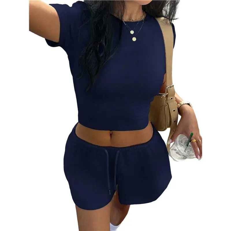 CYL-Women's Two Piece Sets Short Sleeve Crop Top And Drawstring Shorts Tracksuits Matching Set
CYL-Women's Two Piece Sets Short Sleeve Crop Top And Drawstring Shorts Tracksuits Matching Set